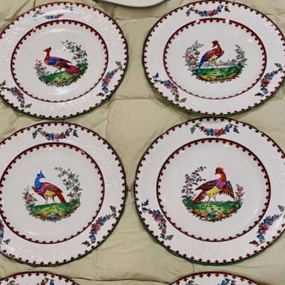 JA6-SIX PIECE SET RARE 1921 Antique Copeland Spode Vienna Bird Dinner Plates - Picture 2 of 11